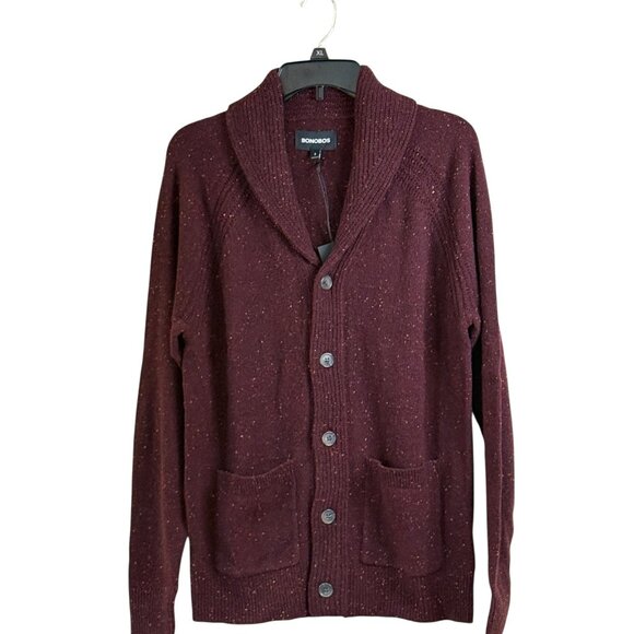 Bonobos Men's Donegal Shawl Collar Cardigan Burgundy Size S NIB